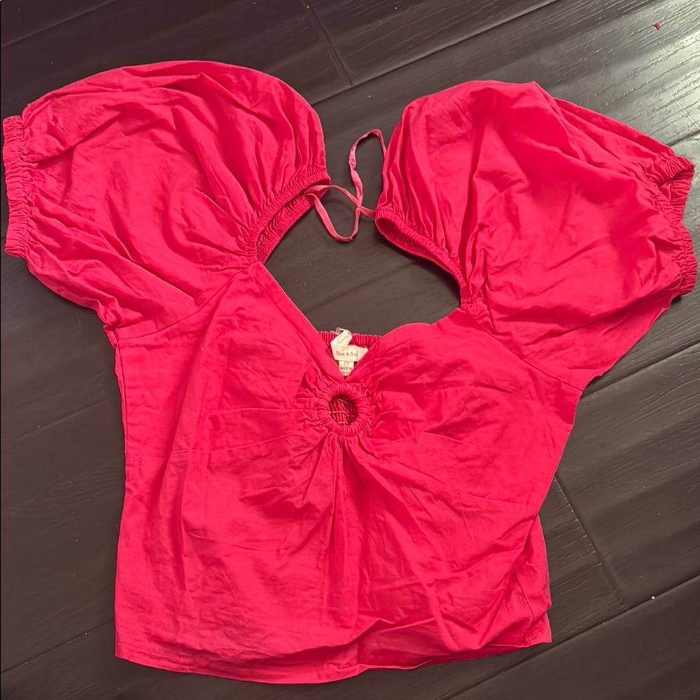 Women's Red Puff Sleeve Top